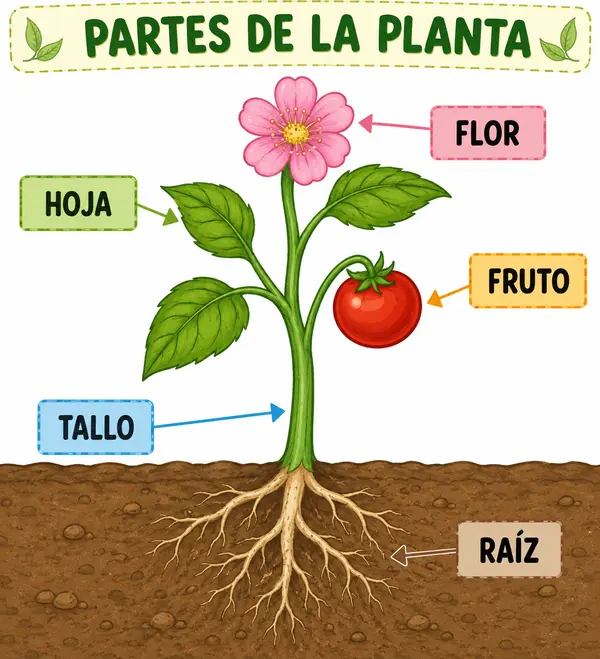 Partes de la planta en lengua mapuche