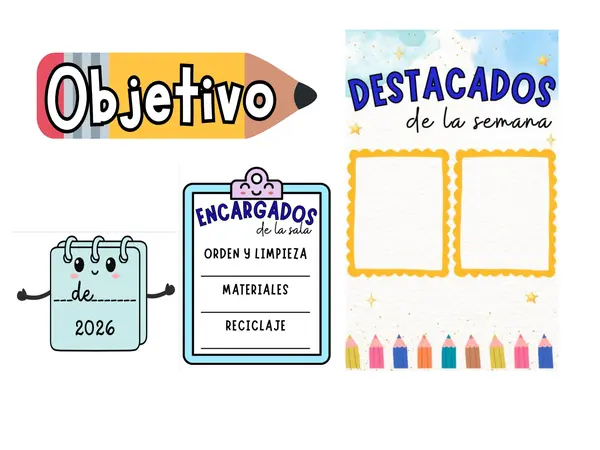 SET DE 4 DECORACIONES SALA DE CLASES