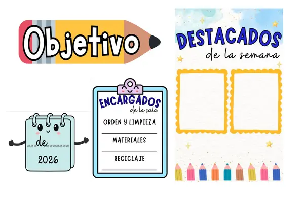 SET DE 4 DECORACIONES SALA DE CLASES