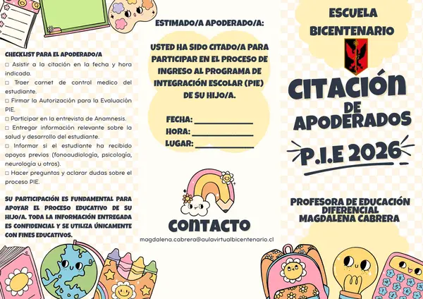 Citación de apoderados P.I.E 2026