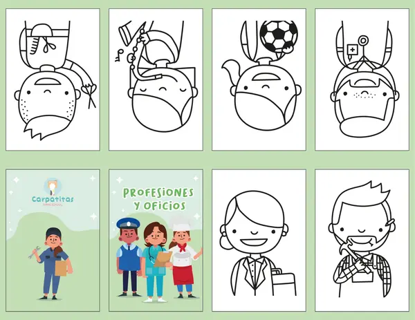 Mini Librito Para Colorear Profesiones y Oficios 3 | PDF Imprimible