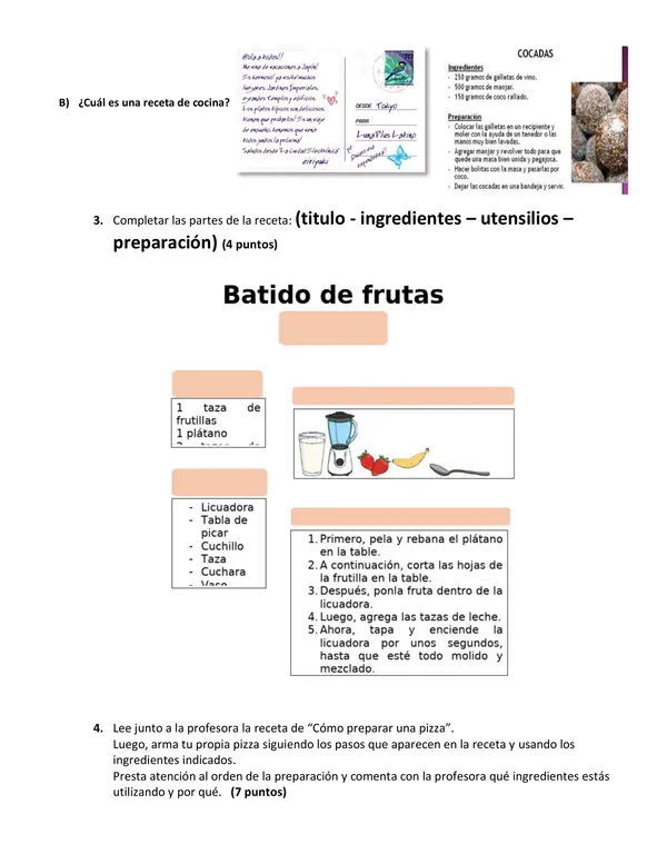 Prueba de la receta y la carta