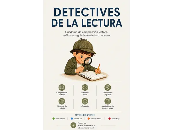Cuaderno de comprensión lectora, análisis y seguimiento de instrucciones.