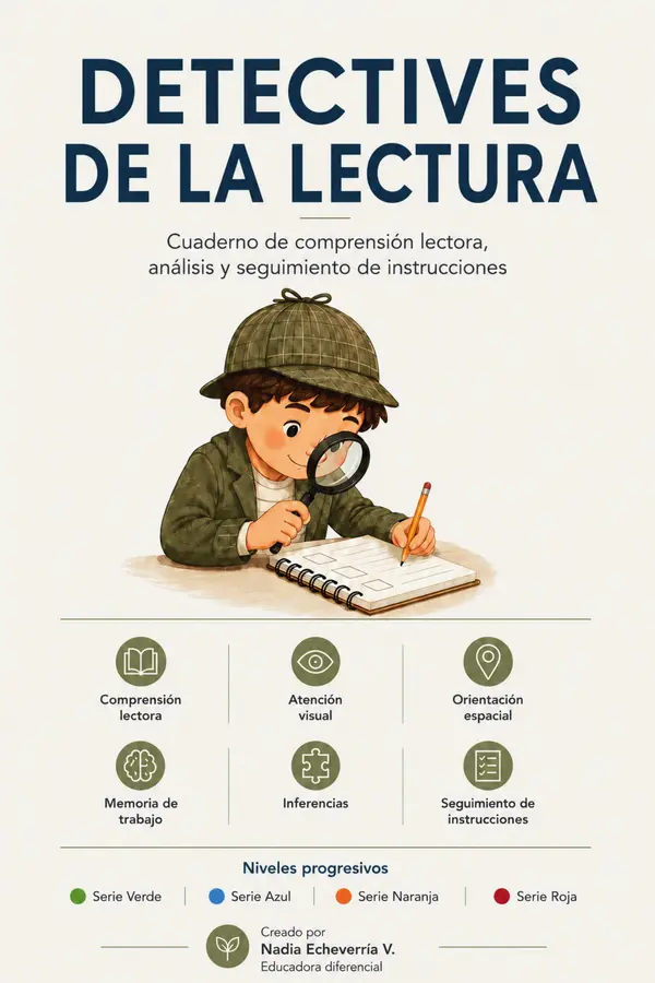 Cuaderno de comprensión lectora, análisis y seguimiento de instrucciones.