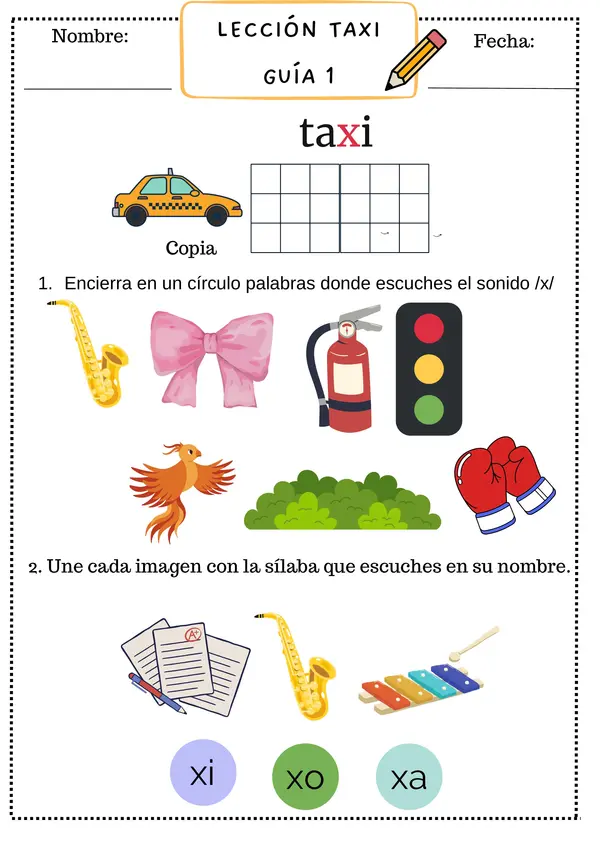 Guía Lección Taxi, Letra X, Método Matte