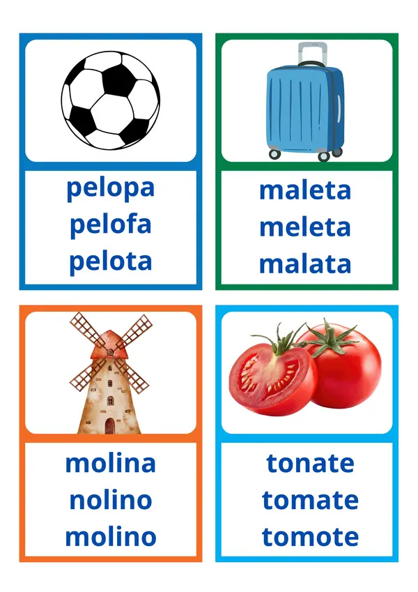 Tarjetas manipulativas para ejercitar exactitud lectora