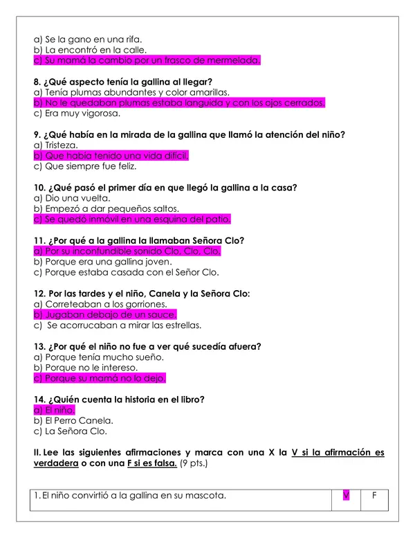 Prueba lectura - La señora Clo