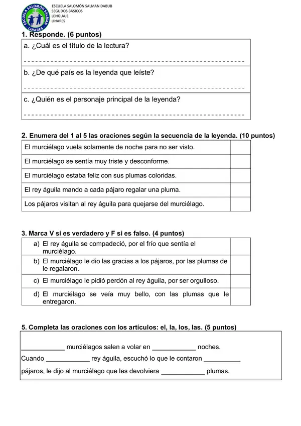 Diagnóstico lenguaje y comunicación 3ro básico