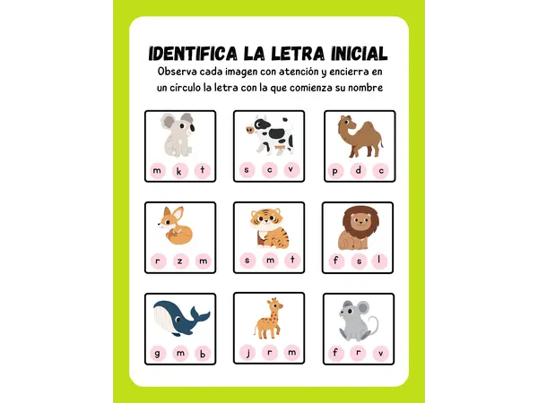 Identifica la letra inicial
