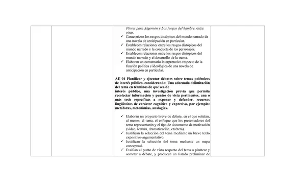Planificacion Anual , Cuarto medio , lenguaje