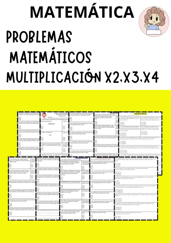  Ficha de Matemática: Problemas de Multiplicación - Tablas del 2, 3 y 4