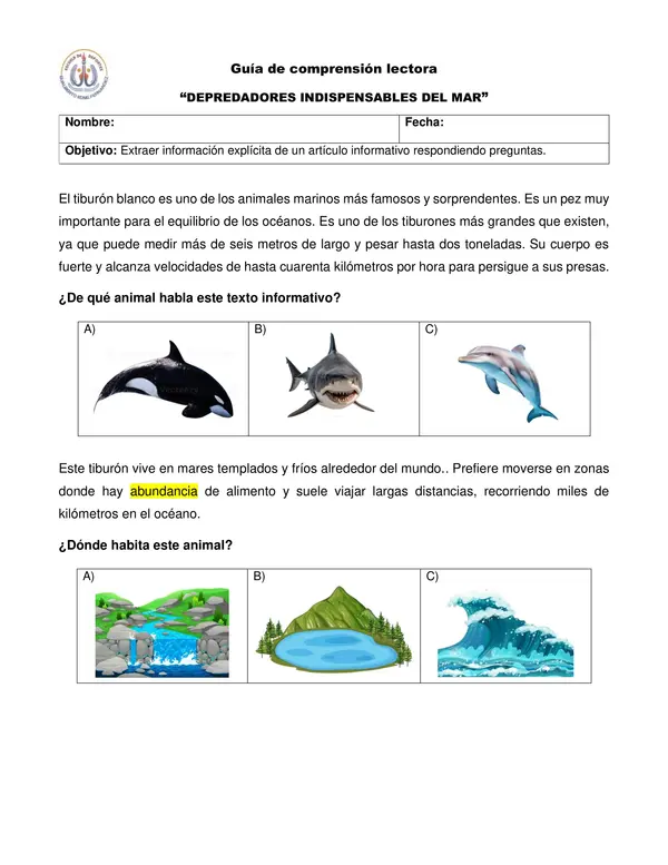 Extraer información explícita de un texto informativo. recurso adaptado para estudiante TEA