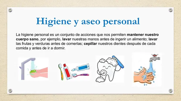Higuiene y aseo personal , Alimentación saludable 