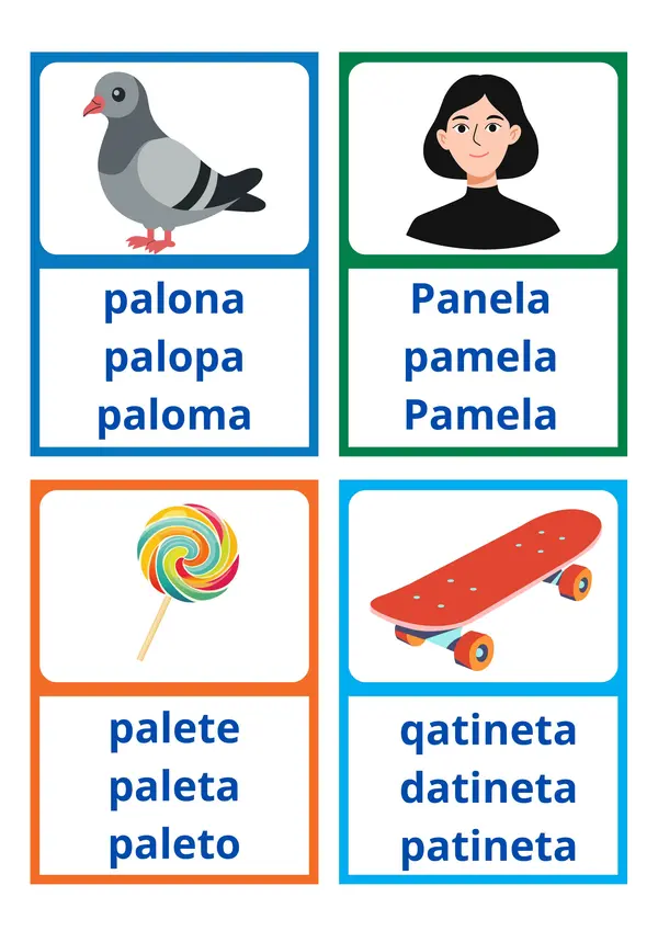 Tarjetas manipulativas para ejercitar exactitud lectora