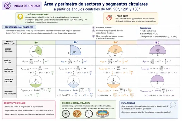 Áreas y perímetros de sectores y segmentos circulares