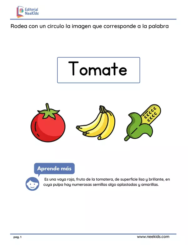 Cuaderno de Lenguaje "Frutas y Vegetales"