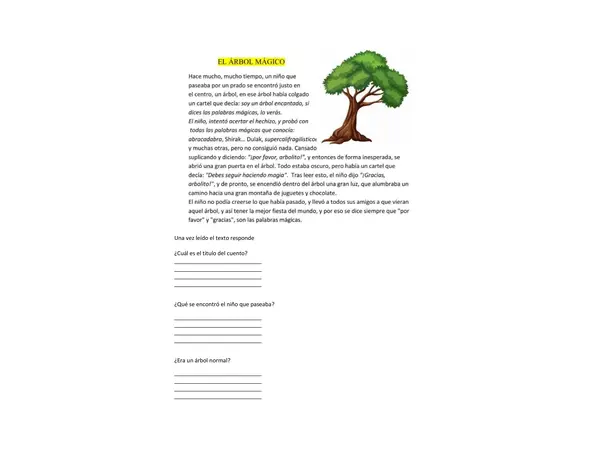 Compreccion Lectora "El Árbol Magico"