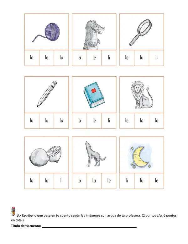 Evaluación de lenguaje Primero Básico