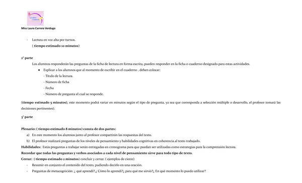 Proyecto de Mejoramiento En comprensión lectora 1° básico  a 4° medio
