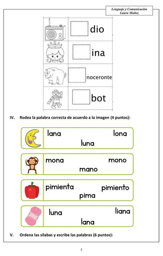 Evaluación de lenguaje consonantes R y N
