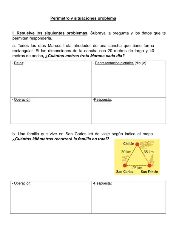 Guía "Perímetro y situaciones problemas" tercer año