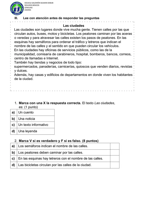Diagnóstico lenguaje y comunicación 3ro básico