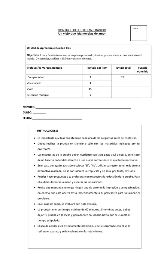 Control de lectura El asesinato del Canadian Express