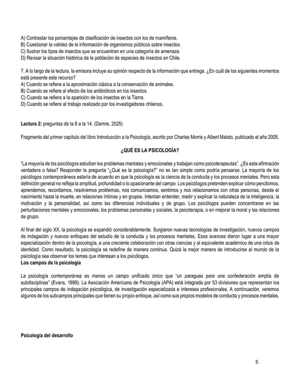 Mini ensayos de Competencia Lectora: Textos expositivos