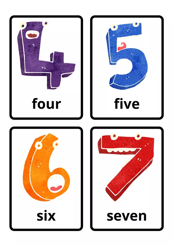 Tarjetas con Ilustraciones: Divertidos números del 0 al 9 (En Inglés)