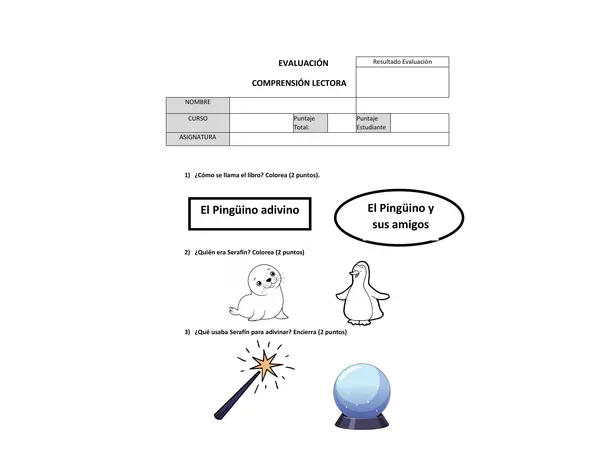 Comprensión lectora "El Pingüino adivino".