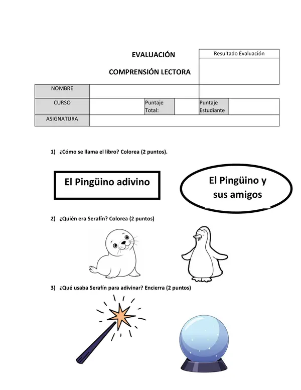 Comprensión lectora "El Pingüino adivino".