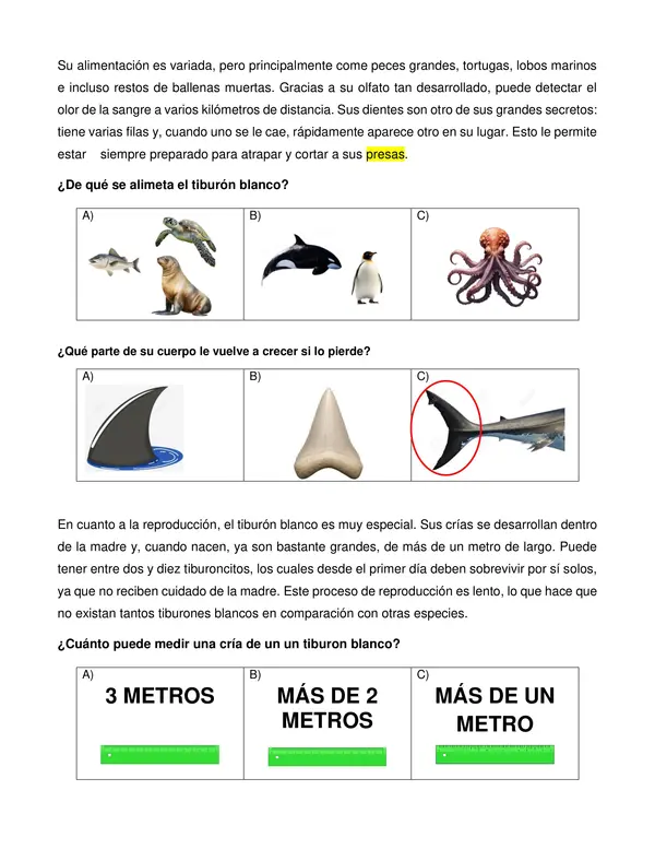 Extraer información explícita de un texto informativo. recurso adaptado para estudiante TEA