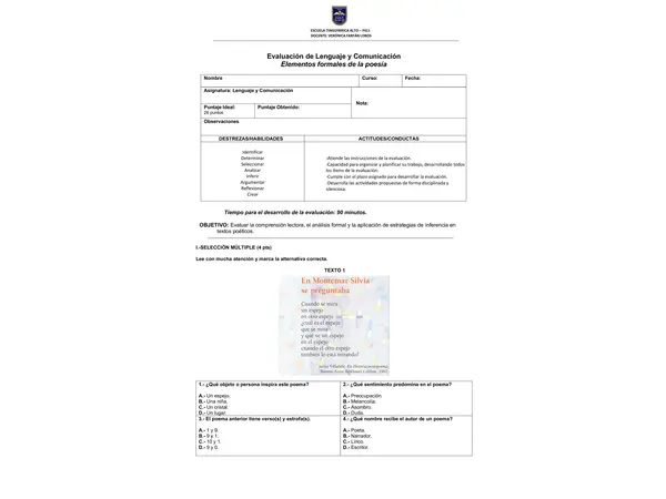Prueba elementos de la poesía