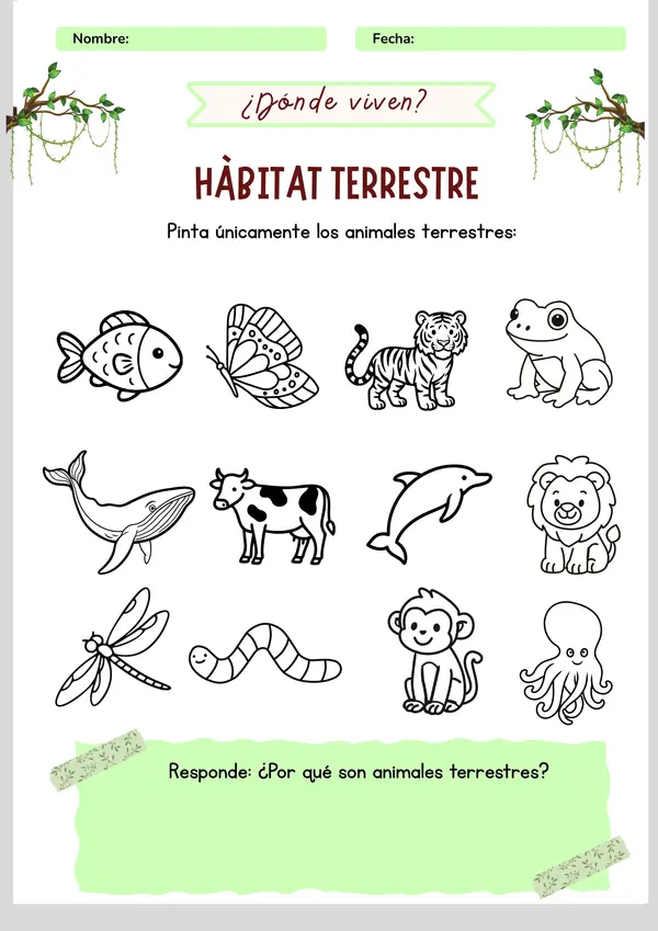 Cuadernillo "Hábitat de Animales"