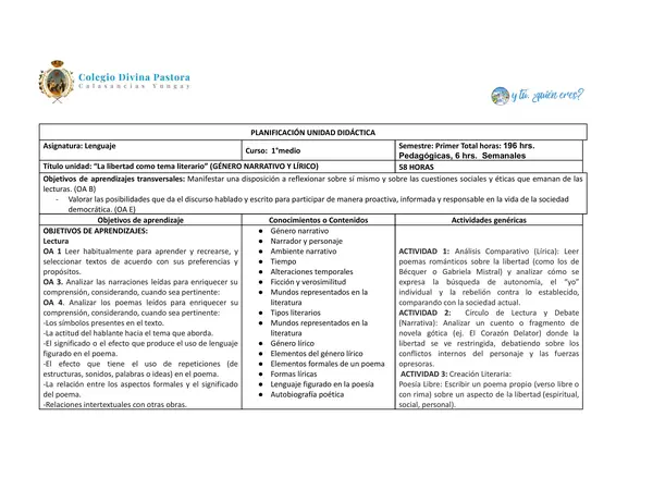 PLANIFICACIÓN PRIMERO MEDIO