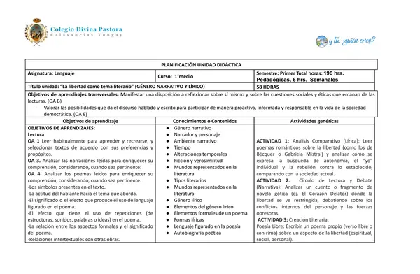 PLANIFICACIÓN PRIMERO MEDIO