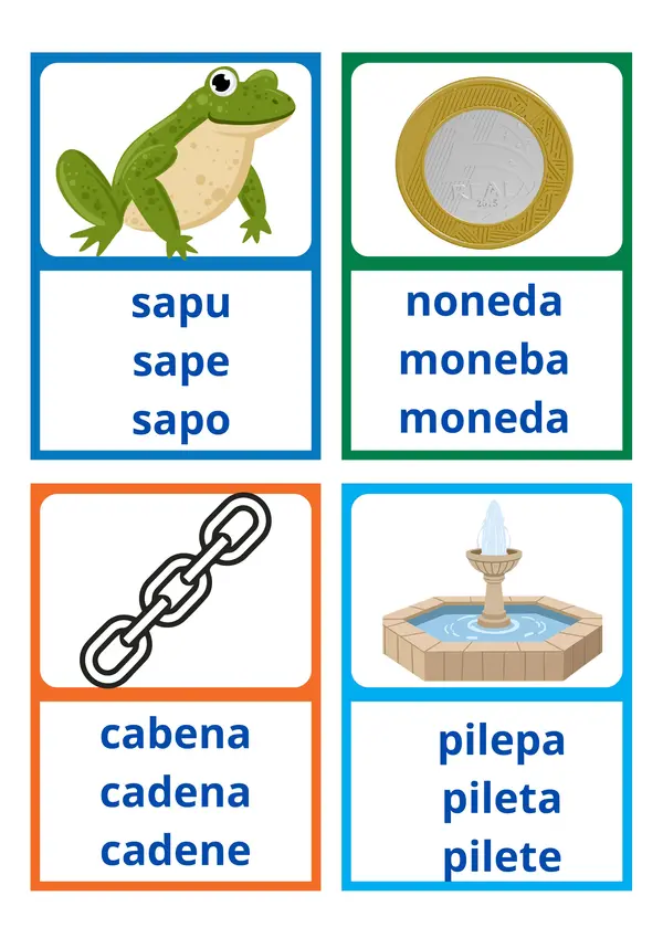 Tarjetas manipulativas para ejercitar exactitud lectora