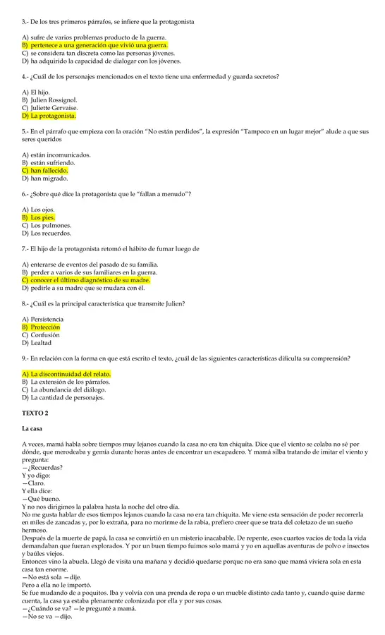 Evaluación de comprensión lectora PAES 8 (Incluye PAUTA)