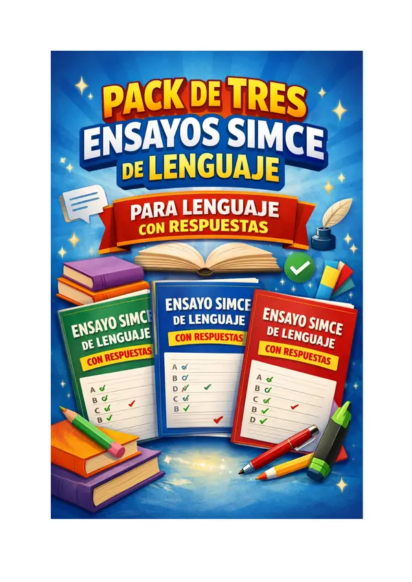 Pack 3 Mini Ensayos SIMCE Lenguaje 6° Básico + Hoja de Respuestas y Pauta de Corrección