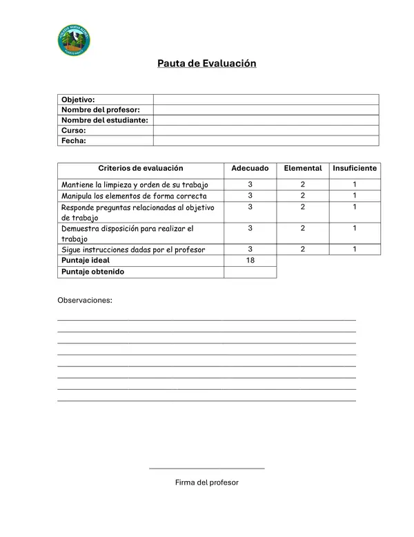 PAUTA DE EVALUACION 