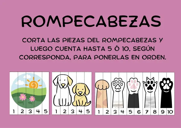 Rompecabezas del 1 al 10 – Actividad para conteo y orden numérico