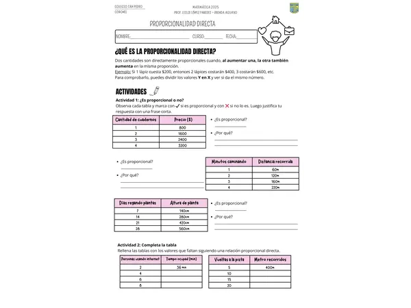 Proporcionalidad directa