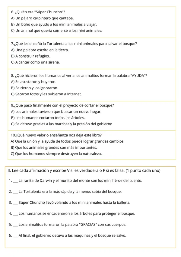  Evaluación Plan Lector "Minihéroes contra la extinción" 