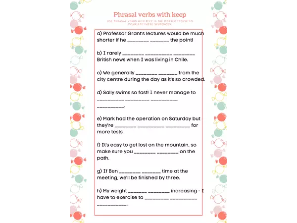 Phrasal verbs with keep and tenses