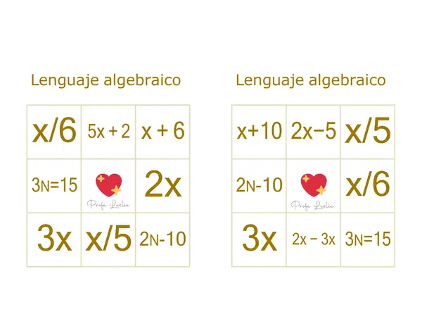 Bingo lenguaje algebraico