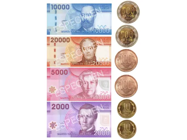 Billetes y monedas, etiquetas con precios