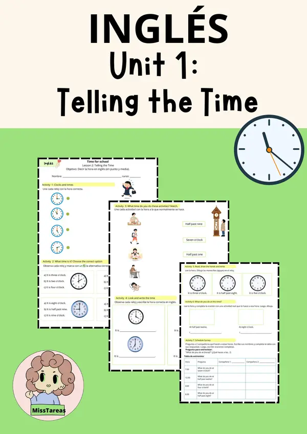 Inglés Unidad 1 Telling the Time