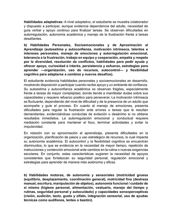 Ejemplo informe psicopedagogico PIE