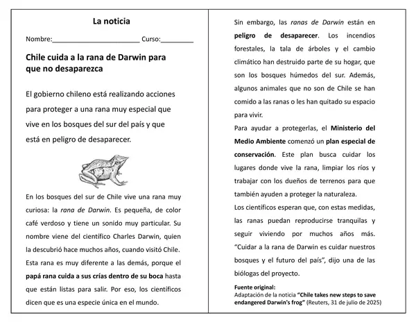 Ficha de trabajo: La Noticia