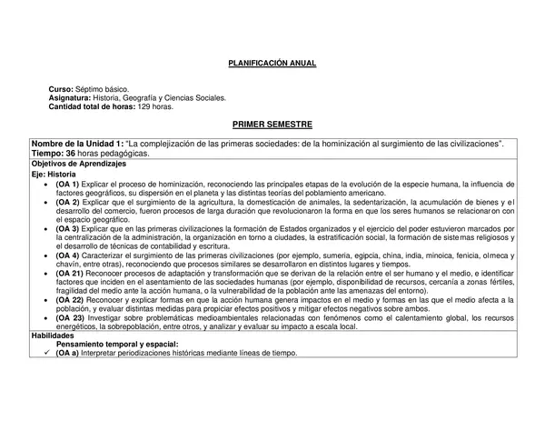 Planificacion Anual SEPTIMO BASICO HISTORIA